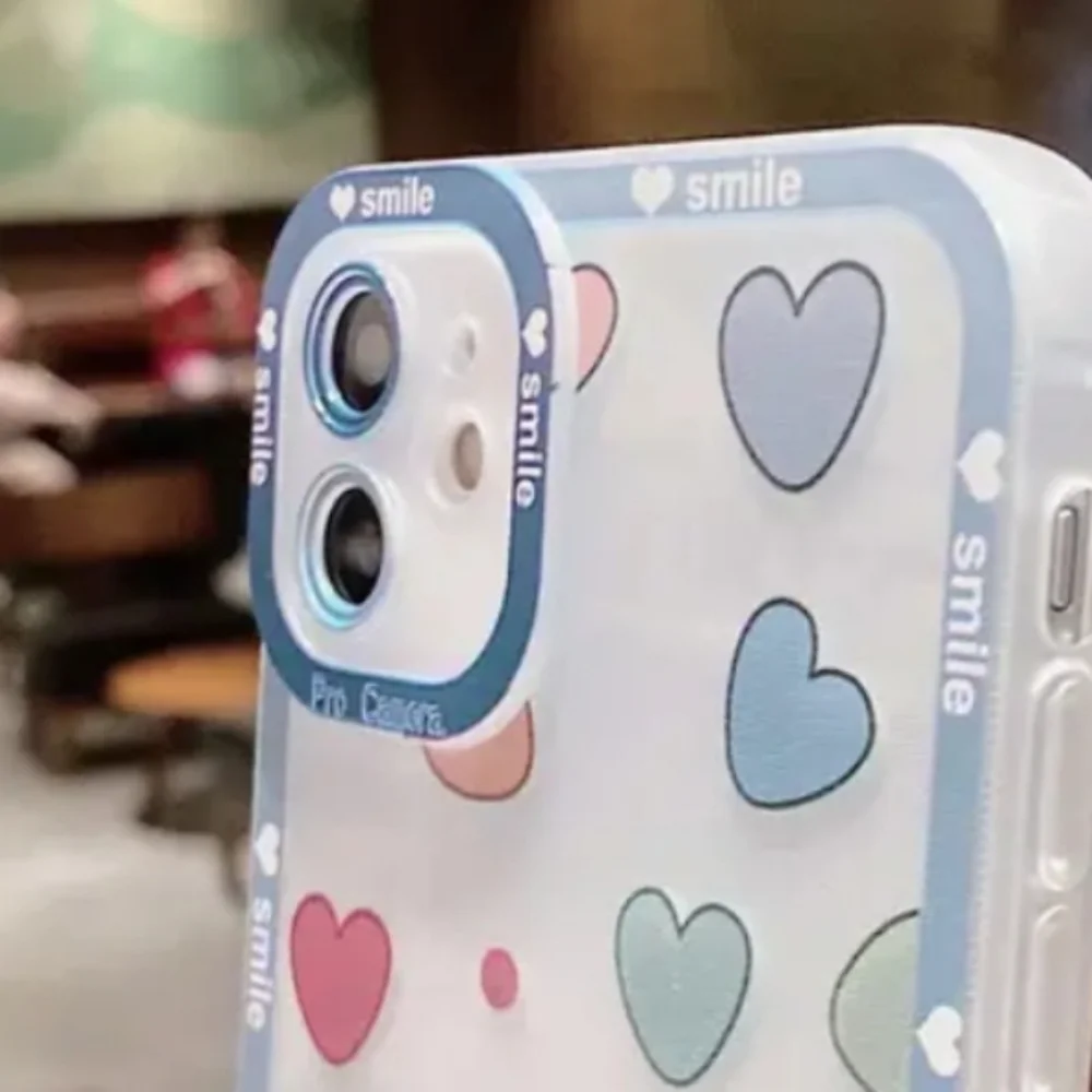 Brand new Apple IPhone 14 Pro Max Happy heart 🩷🩵💜 Silicone Phone case